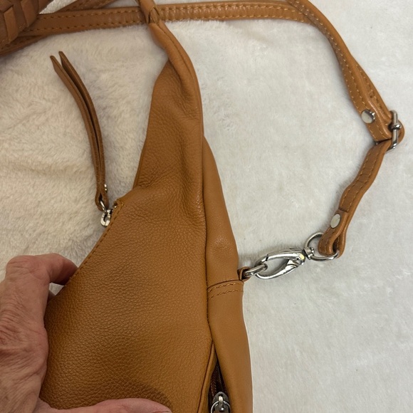 Soft Italian Half Moon Hobo with Whipstitch Handle - Picture 10 of 14
